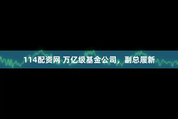 114配资网 万亿级基金公司，副总履新